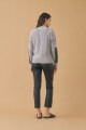 Cardigan con detalle en eco cuero gris melange
