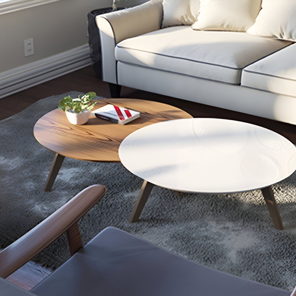 Mesa de Centro Classic - Luna - Conjunto - Línea Manhattan Blanco/Natural