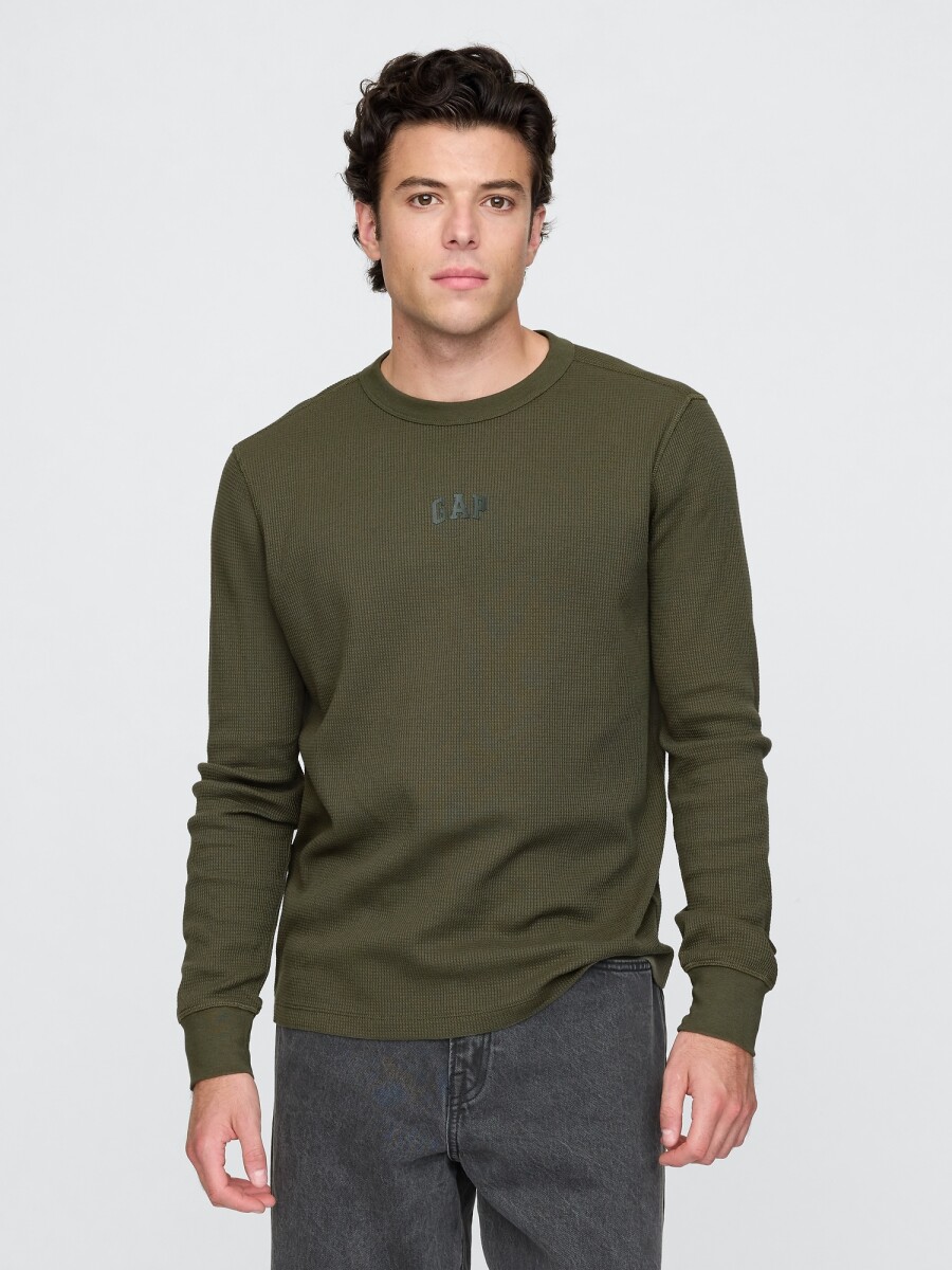 Remera Logo Gap Manga Larga - Olive Night 