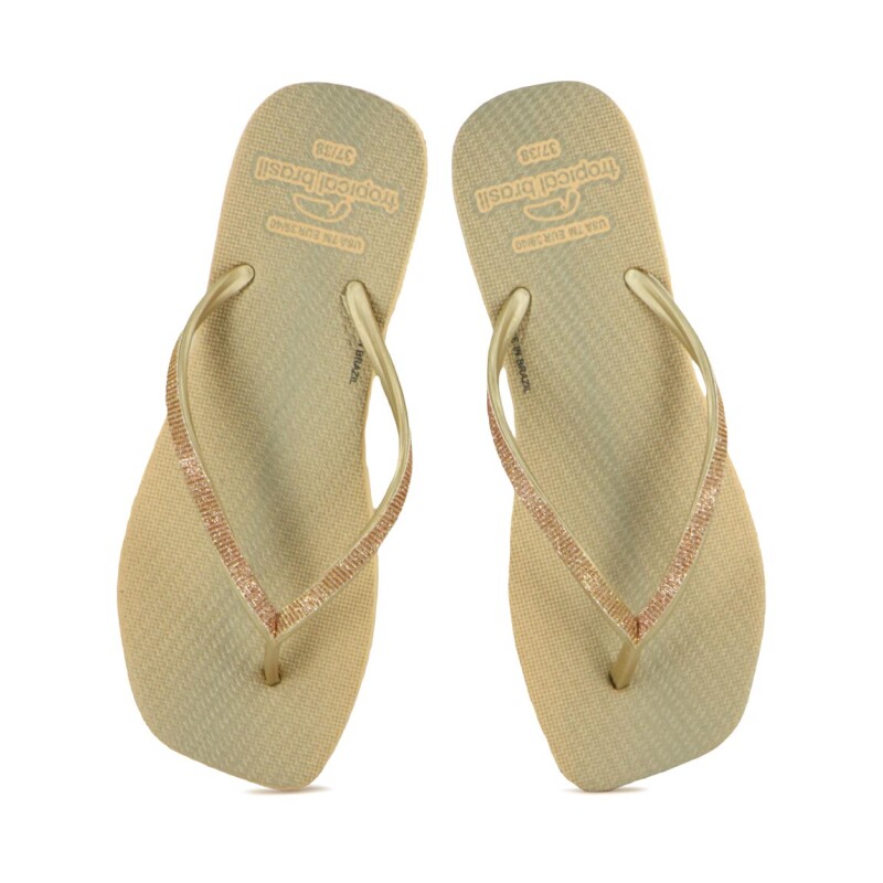 Chanclas Tropical Brasil Ojota Quadradihas De Mujer - Dorado/arena Dorado-arena