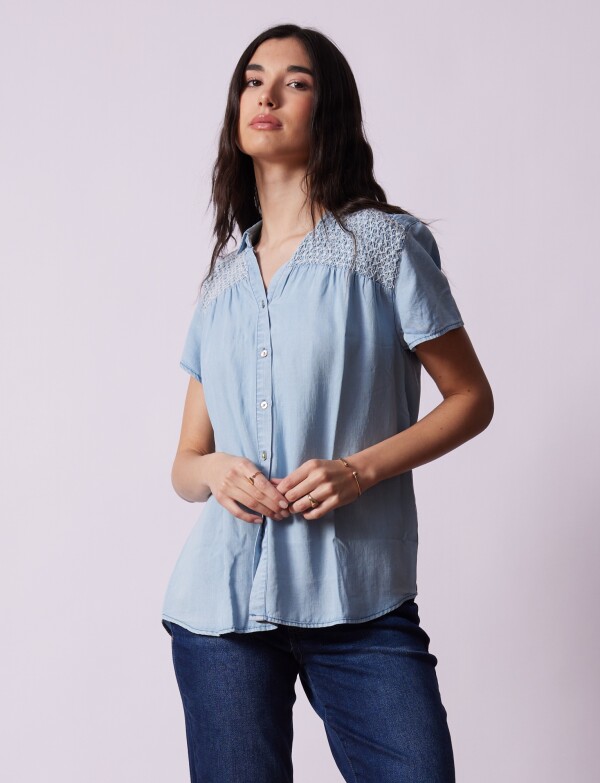 Camisa Tencel Punto Smock JEAN CLARO