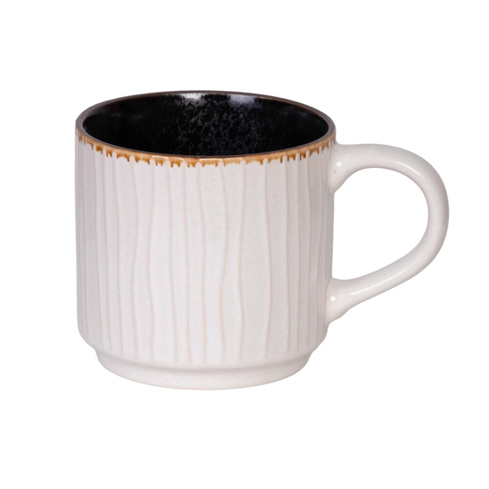 TAZA 415ML CERAMICA BLANCO CRINKLE