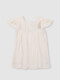 Vestido Con Jaretas Y Tiras Bordadas Blanco