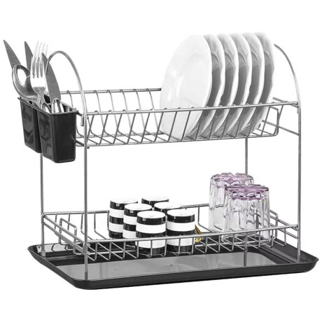 Escurridor de Platos Cromado con 2 Niveles y Bandeja Metalife Cromado