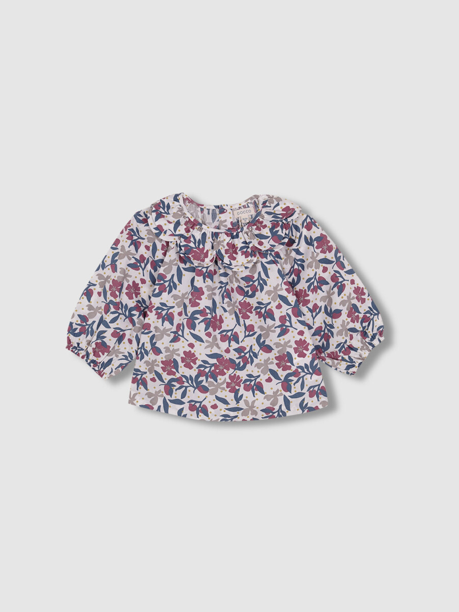 Blusa Flores Grandes Blanco Roto