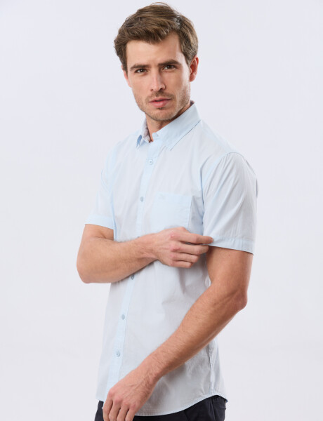 CAMISA LISA DE ALGODÓN Celeste