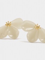 Pendientes Media Flor De Resina beige
