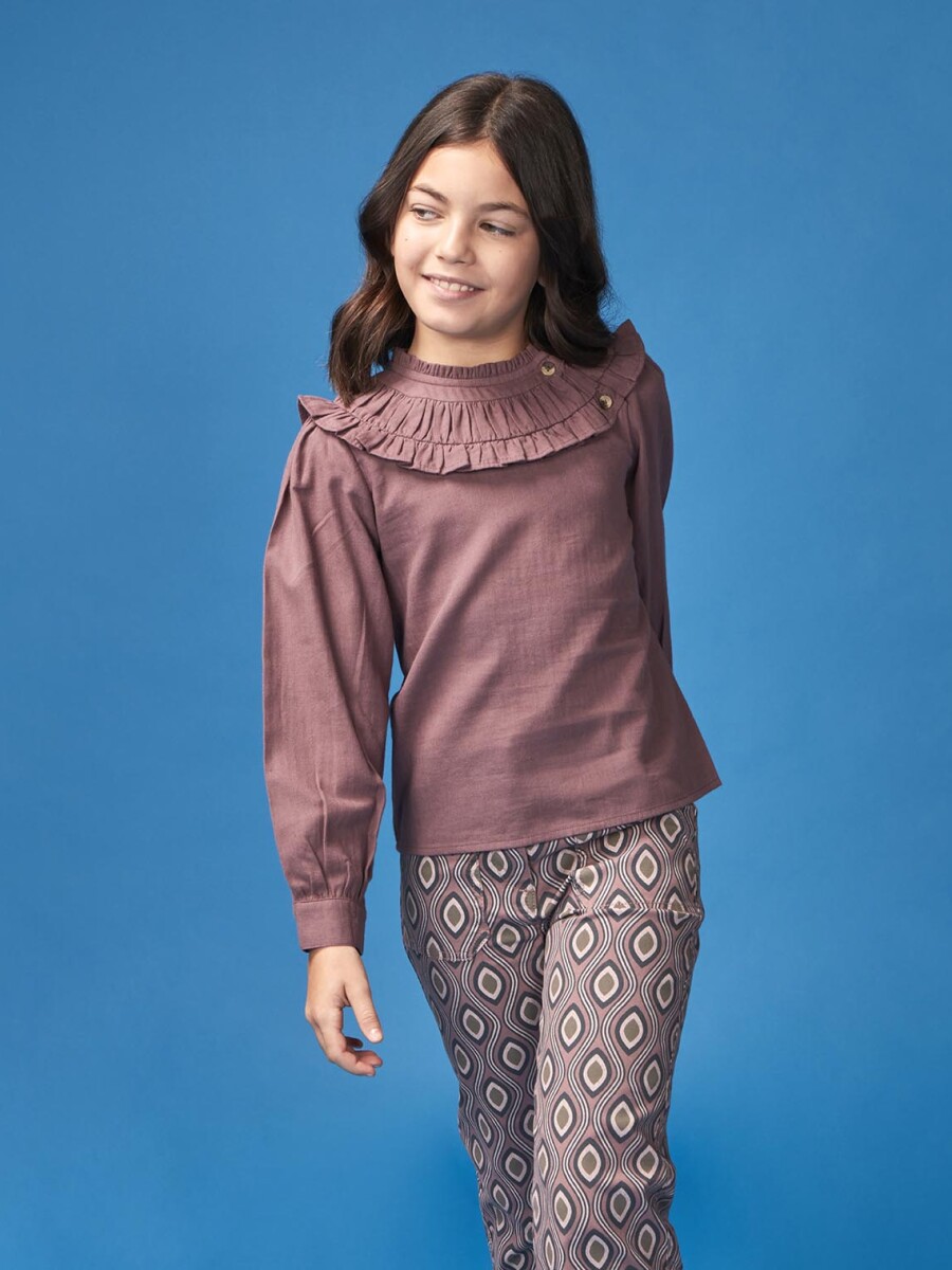 Camisa Cuello Volante Purpura