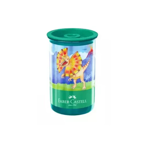 Sacapuntas Faber Castell con Deposito Redondo Dinosaurio Verde