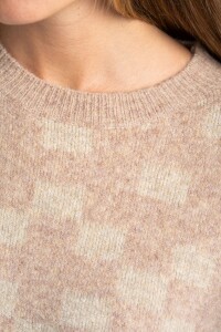 Sweater Intarsia Cuadros Rosa Viejo