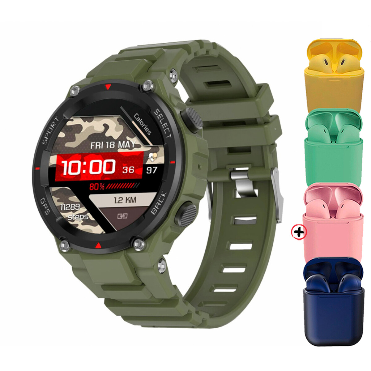 Smartwatch Reloj Smart Xion X-watch99 + Auriculares - verde 