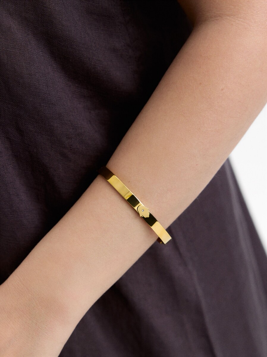 Pulsera Rígida Mano De Fátima - Acero Inoxidable - dorado 