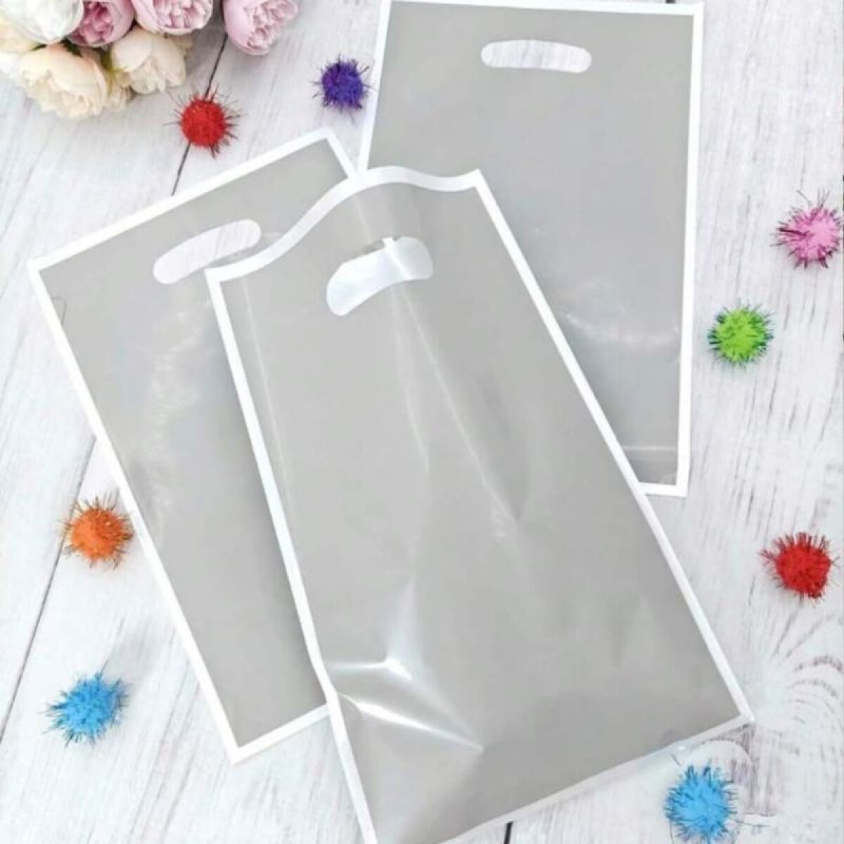 Bolsa de Nylon Colores Lisos - Plateado 