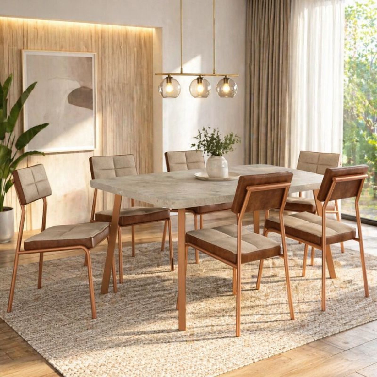 JUEGO DE COMEDOR MESA + 6 SILLAS - PETRA 
