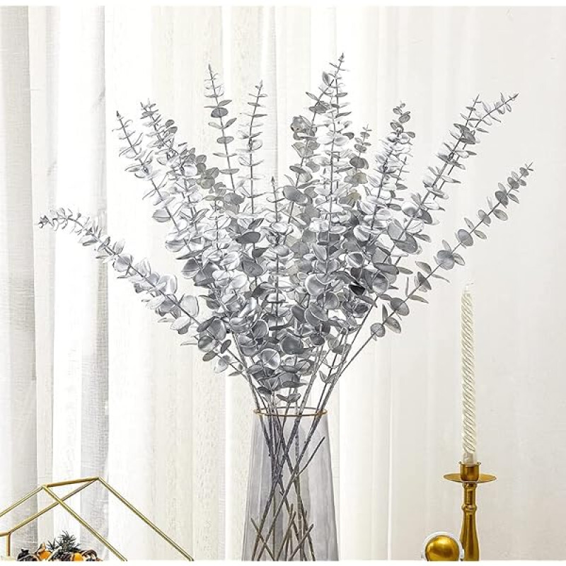 Rama de Eucalipto Artificial 85 cm Plateado