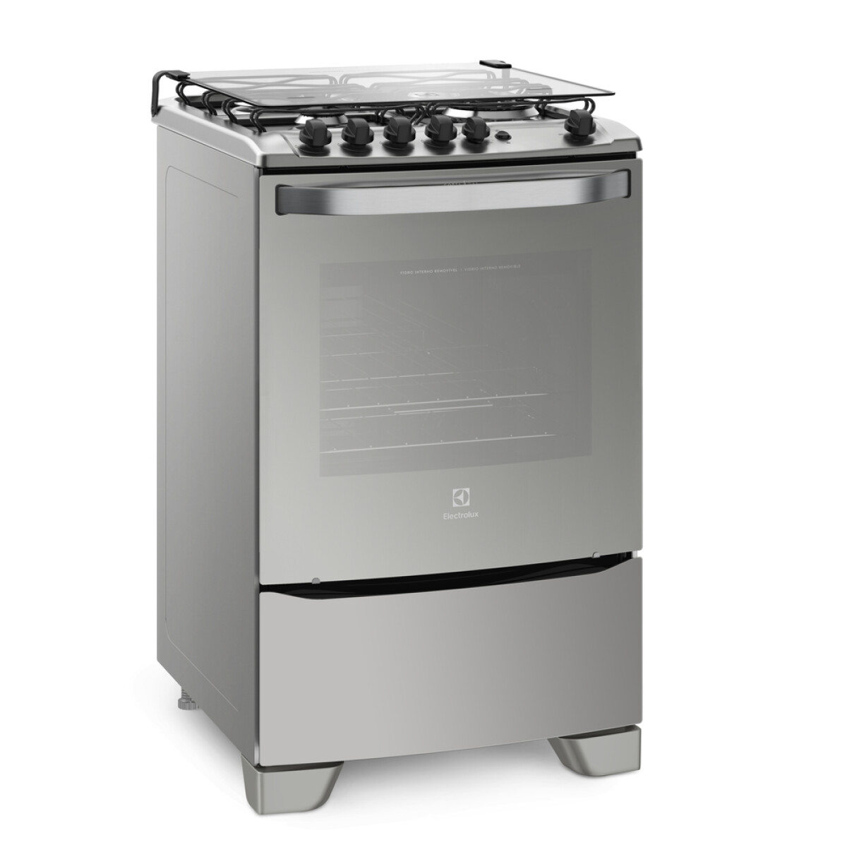 13501xf cocina longive 4 hornallas. acero inoxidable-encendido  eléctrico-multigas-rejilla hierro-standar | Fussion Aire y Fuego