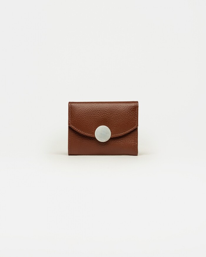 Billetera The Circle en cuero graneado Tabaco