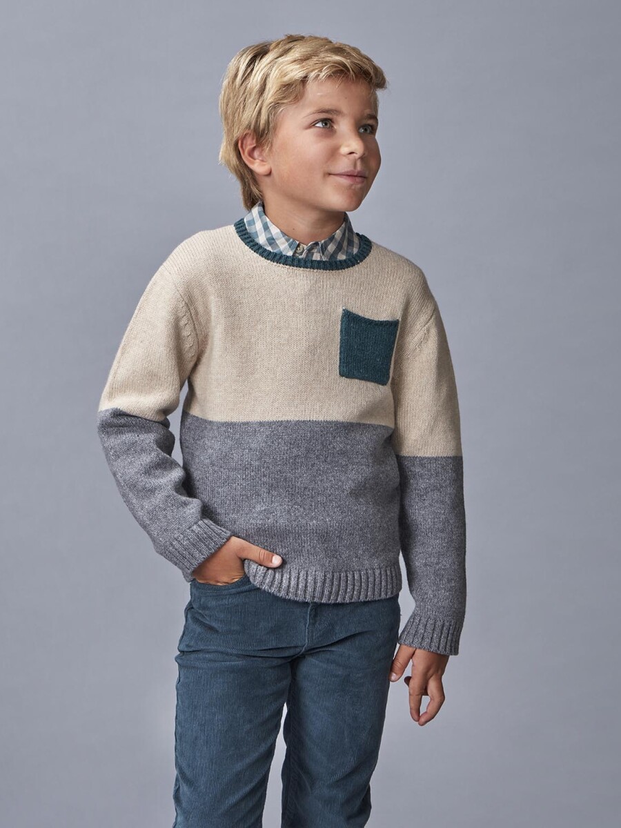 Jersey Bicolor Con Bolsillo Topo Melange