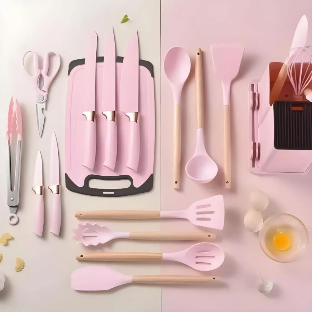 Kit De Menage 19 Utensillos De Cocina+organizador ROSA