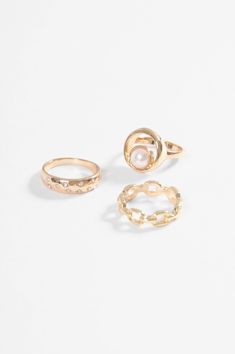 Set de 3 anillos mystic - dorado 