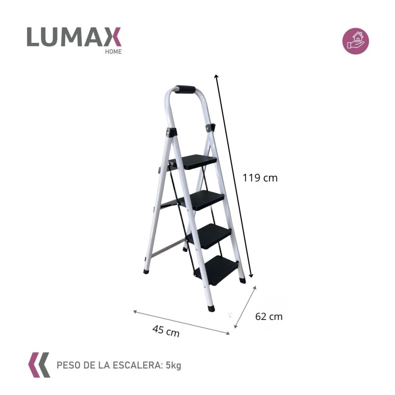 Escalera Tijera 4 Escalones De metal/plastico Negro/Blanco