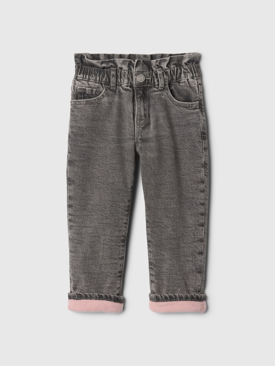 Jean Mom Forrado Toddler Niña - Grey Wash 