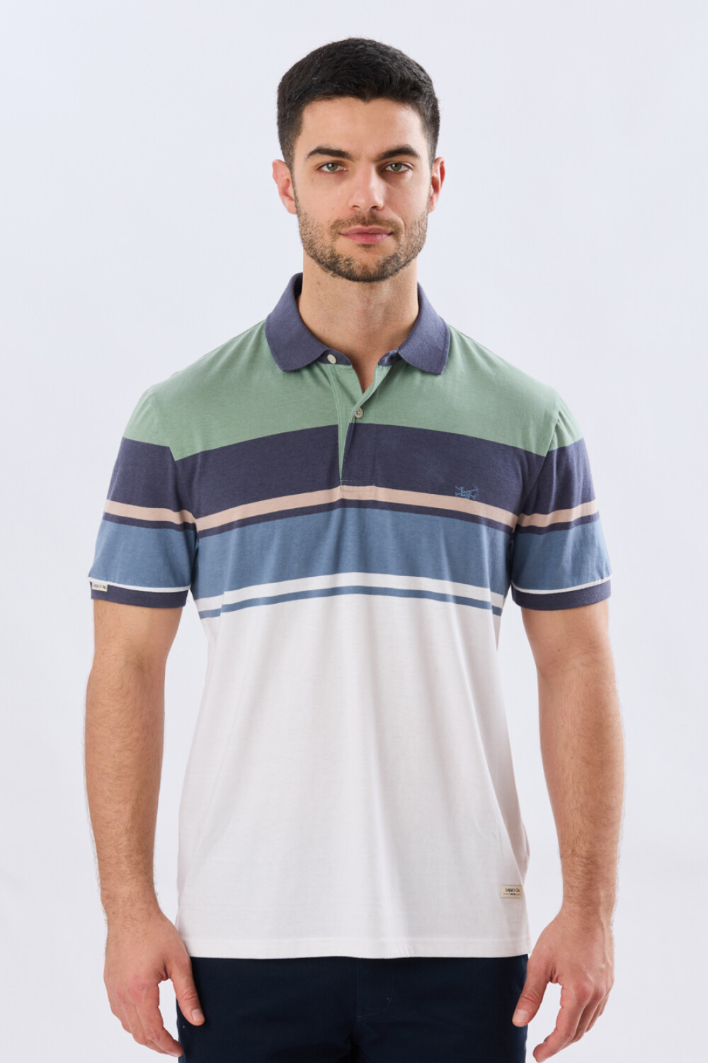 REMERA POLO RAYADA JERSEY Verde