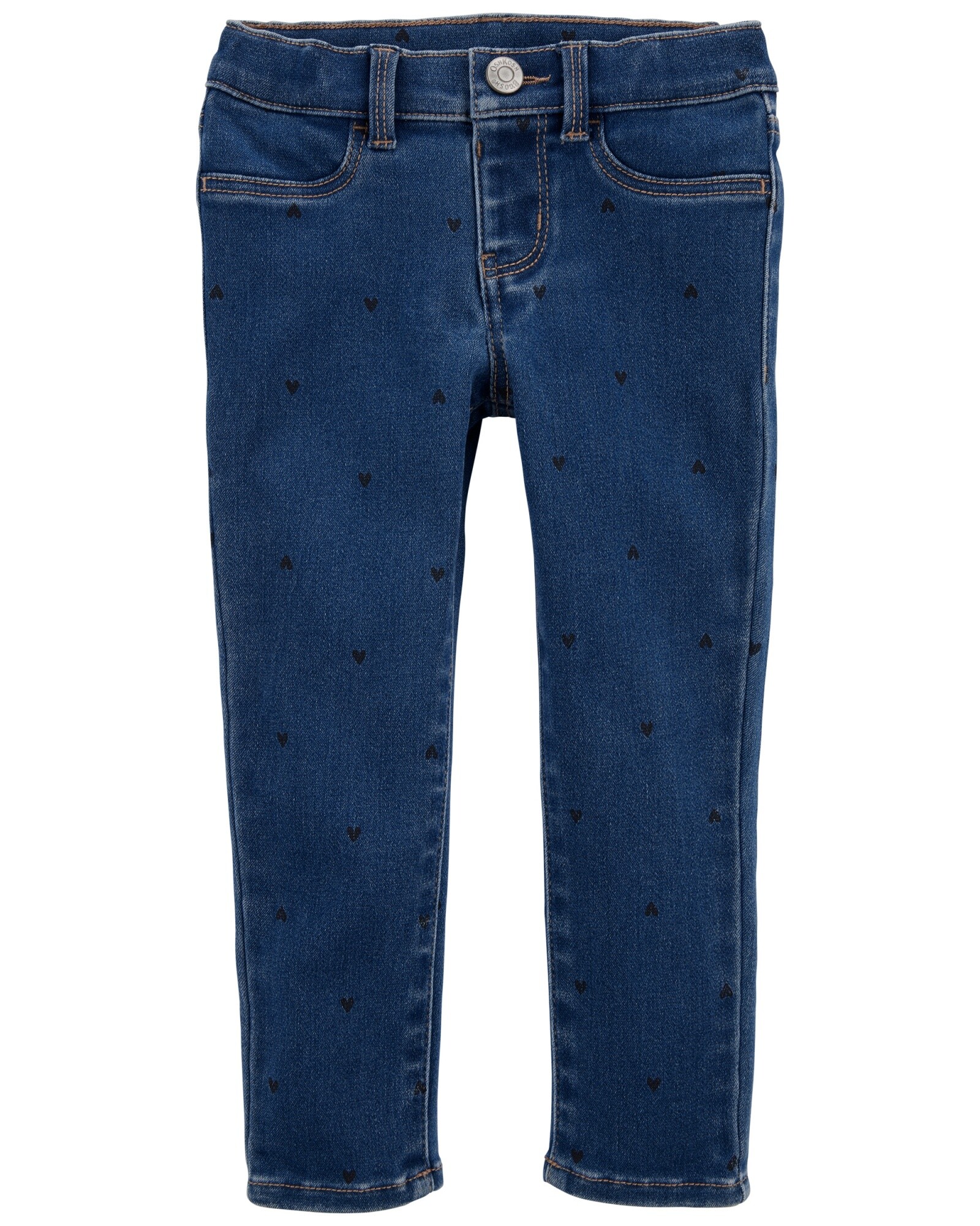 Pantalón de jean elastizados con estampa de corazones Sin color