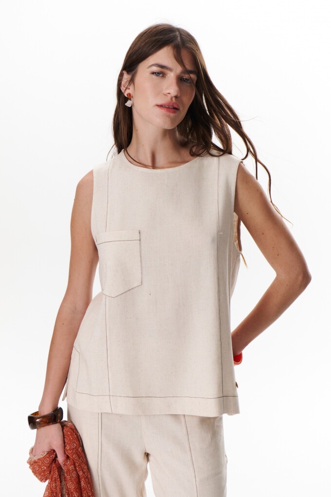 TOP LINO POCKET BEIGE
