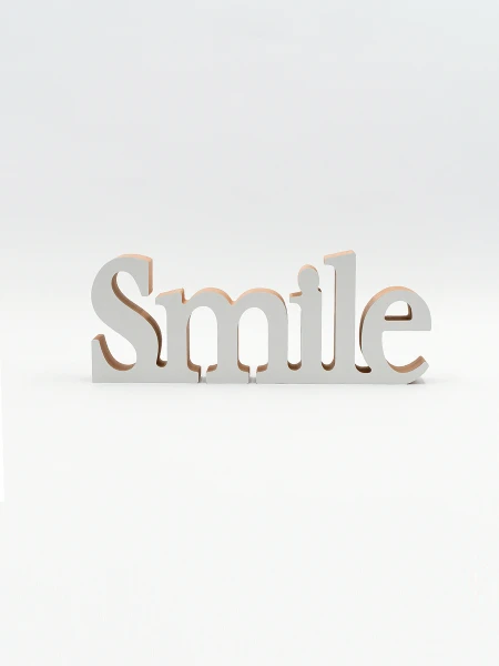 FRASE DECORATIVA SMILE EN MDF BLANCO