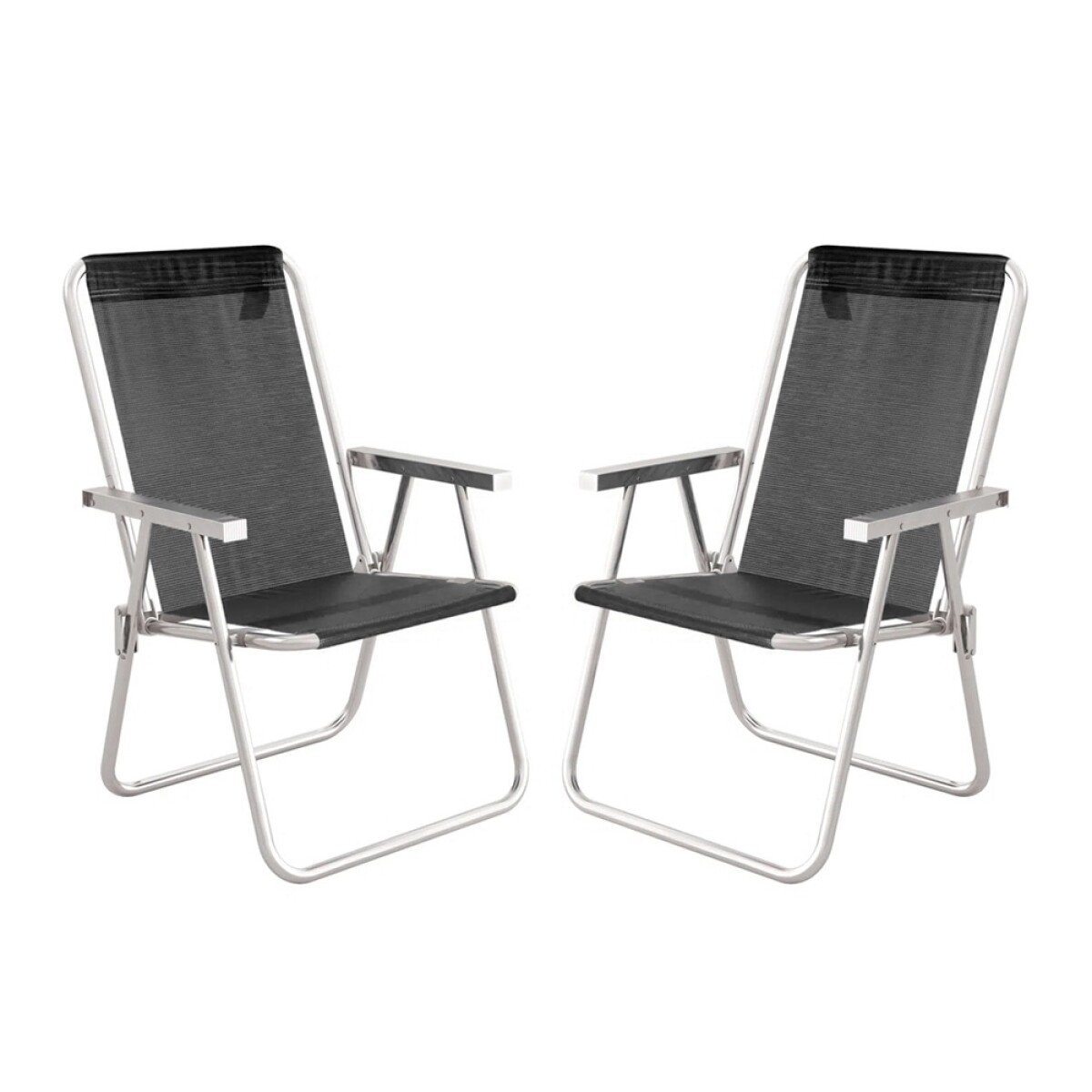 Kit 2 Reposeras Altas Plegables Aluminio Conforto Total Mor - Negro 