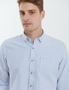 012622 CAMISA HARRINGTON LABEL Azul / Natural
