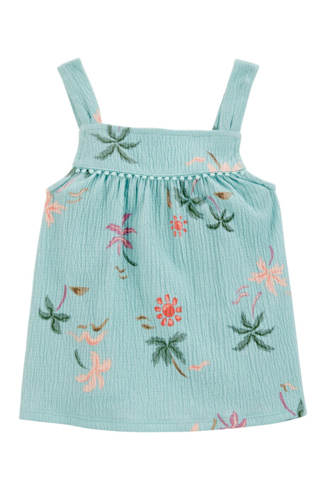 Musculosa de jersey arrugado, diseño palmeras Sin color