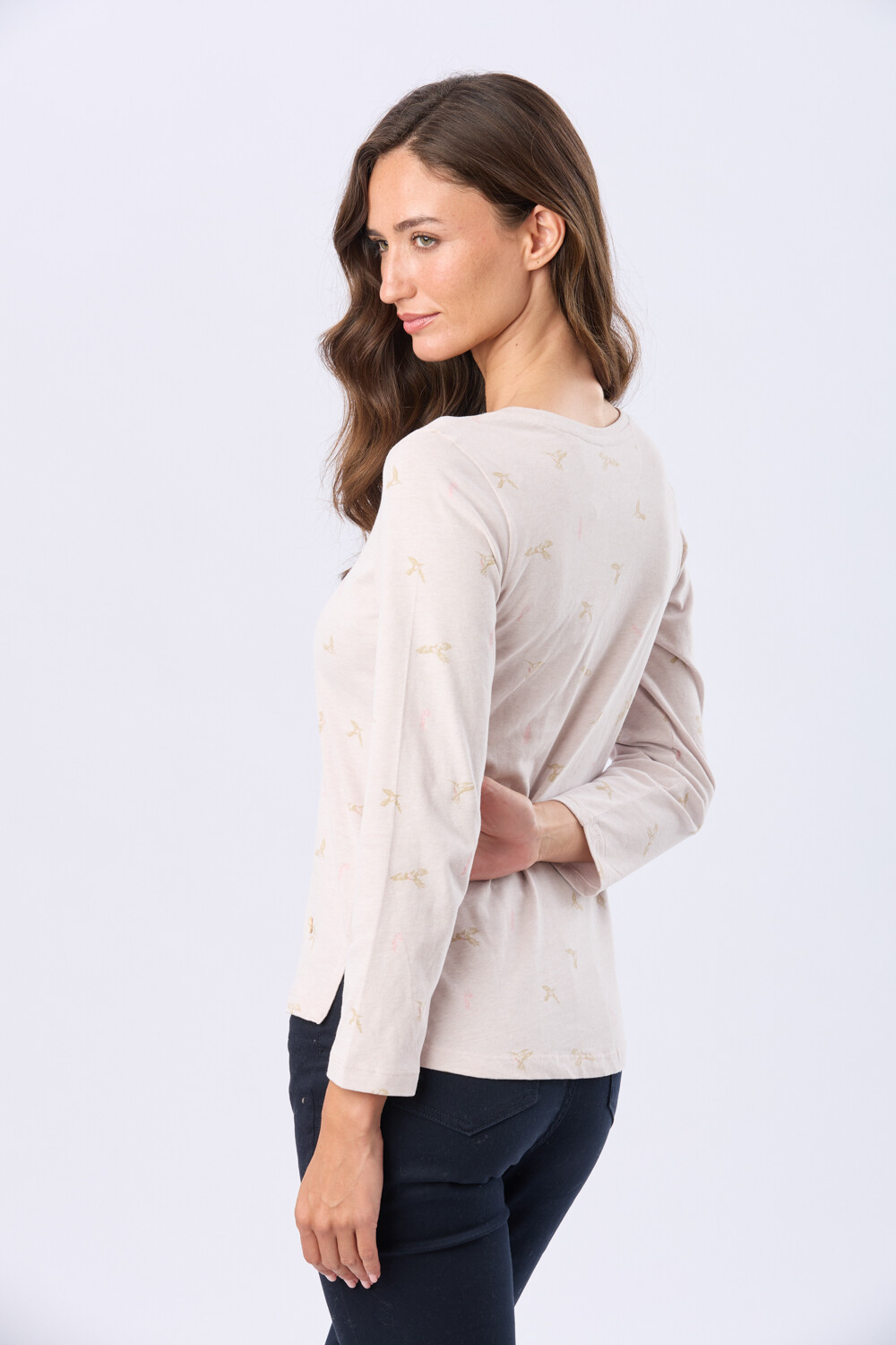 REMERA ESTAMPADA DE ALGODÓN Beige