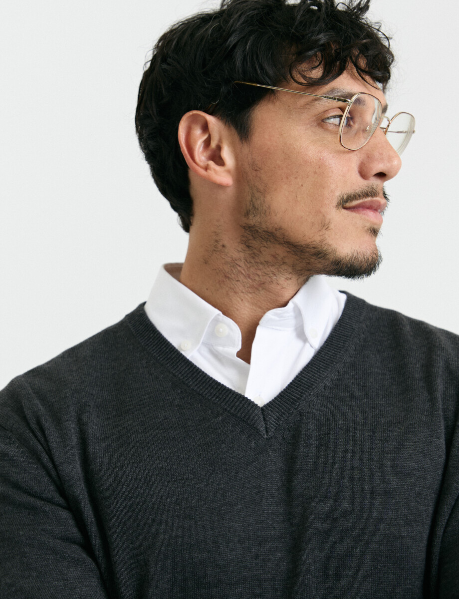 SWEATER HARRINGTON LABEL - Gris Oscuro 