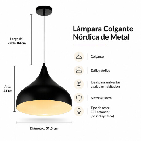 Pack X2 Lámparas Colgantes Nórdica Metal E27 Diseño Moderno Negro