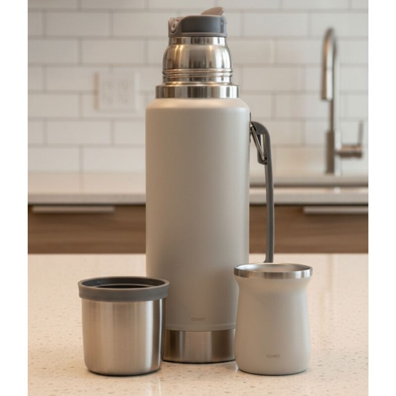 Set termo Comet Viena 1 lt + Mate de 160 ml Gris