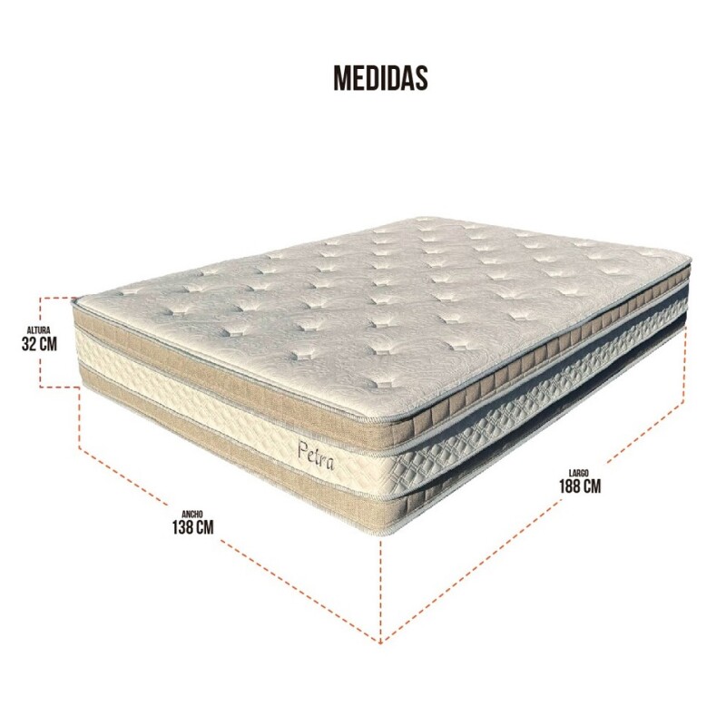 Colchón Resorte Petra Córdoba 2 Plazas 138x188cm 32cm Alto Colchón Resorte Petra Córdoba 2 Plazas 138x188cm 32cm Alto