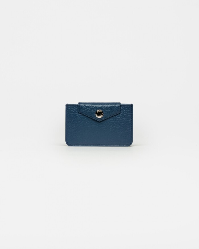 Tarjetero Monaco En Cuero Graneado Azul