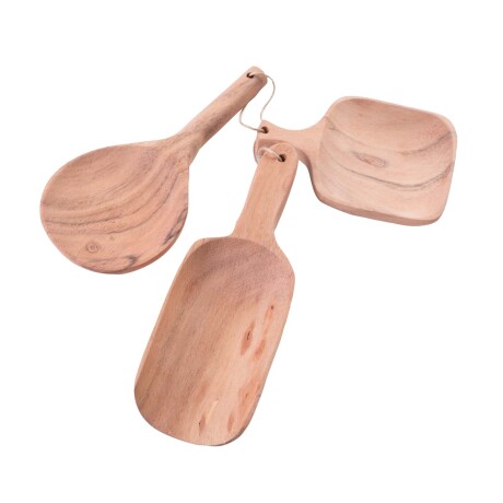 SET 3 CUCHARAS MADERA-ACACIA NATURAL-BEIGE ACACIA, NATURAL