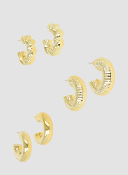 Set de aros con textura gold Oro fuerte