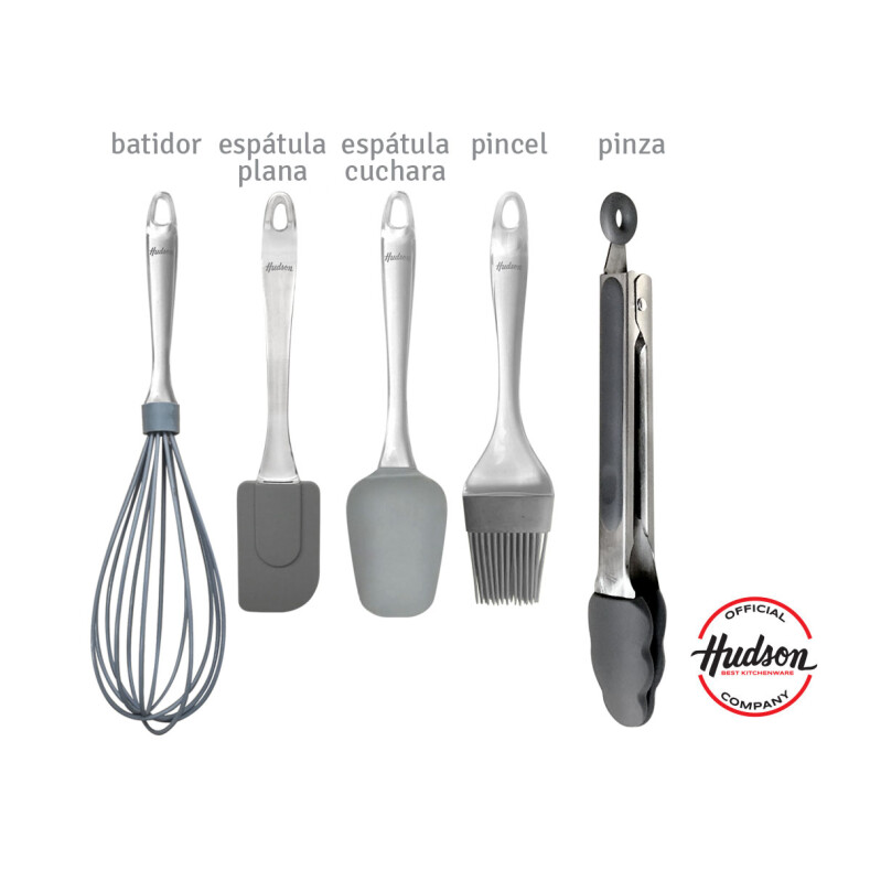 Set 5 Utensilios De Silicona Hudson Base Colgante Set 5 Utensilios De Silicona Hudson Base Colgante