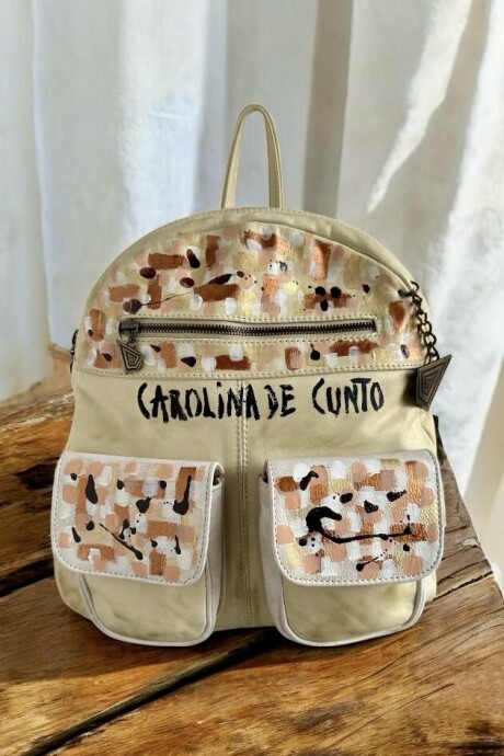 Mochila Jimena Natural Con Arte Nude Pintado A Mano.