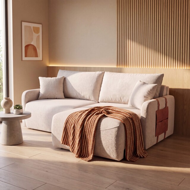 SILLÓN SOFÁ LIVING 2 CUERPOS RETRACTIL AJUSTABLE EXTENSIBLE BEIGE
