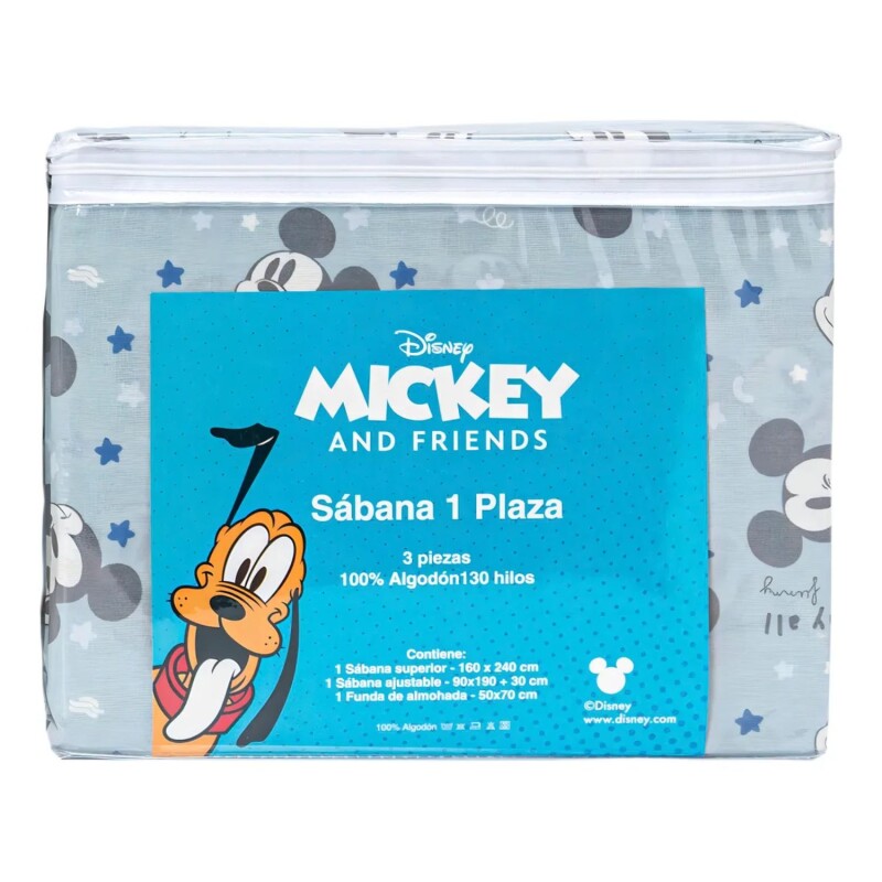 Juego De Sábanas 1 Plaza 130 Hilos 100% Algodón Stitch Para Cama Infantil Mickey