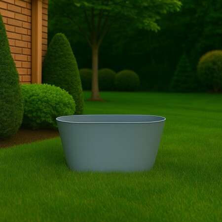 MACETA JARDINERA RECTANGULAR MACCHIA 32CM GRIS