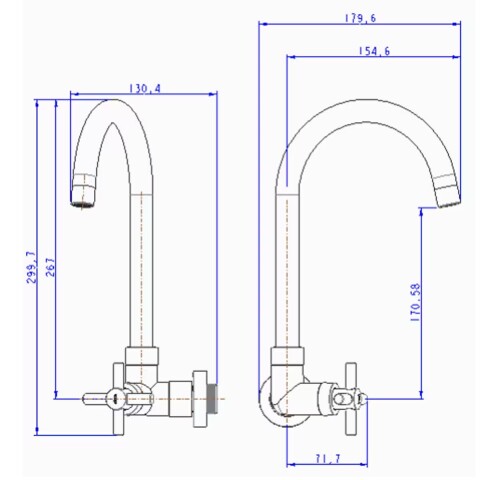 Pico unitario cocina pared cromo FIENZA Viqua Pico Unitario Cocina Pared Cromo Fienza Viqua
