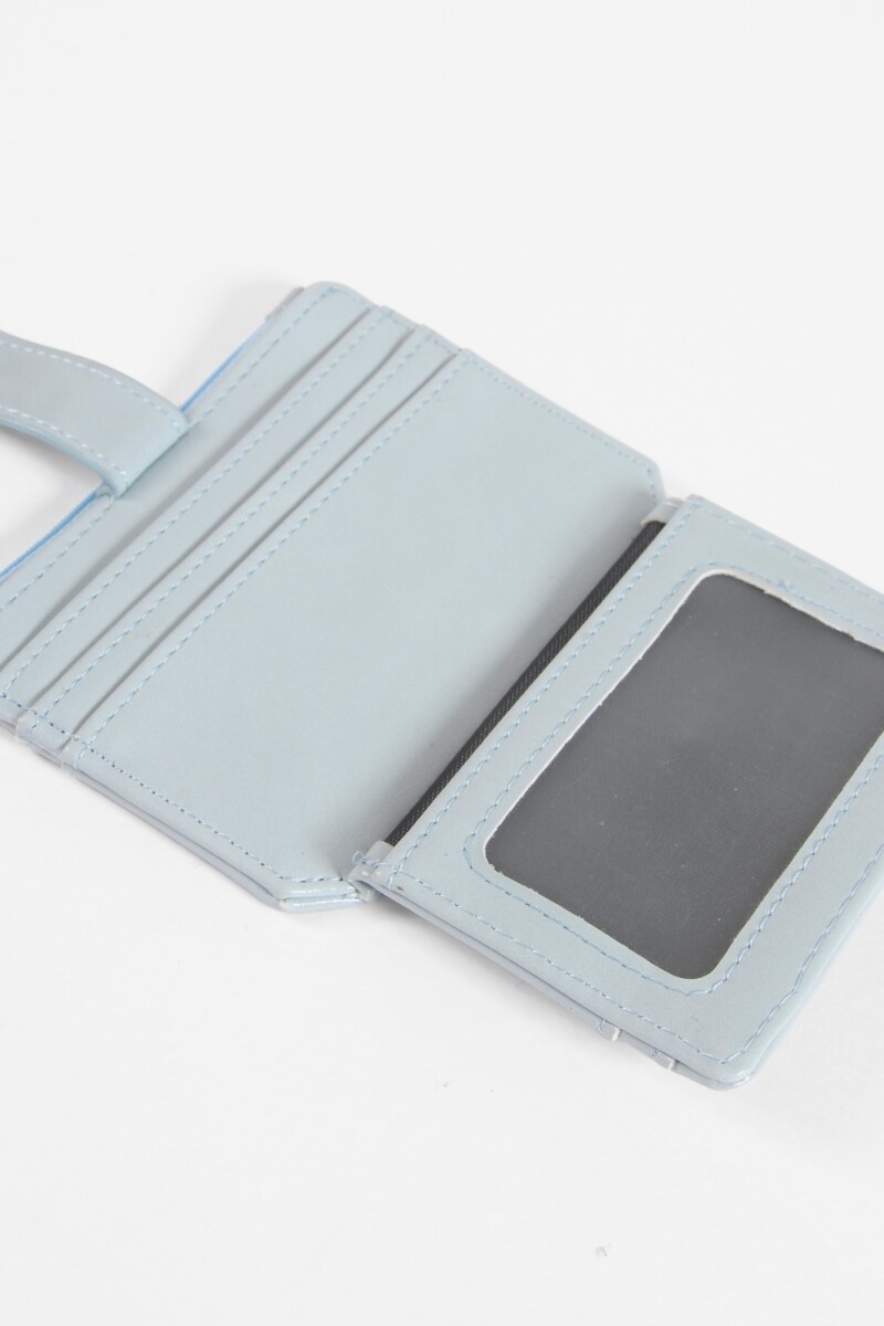 Tarjetero flap monedero celeste