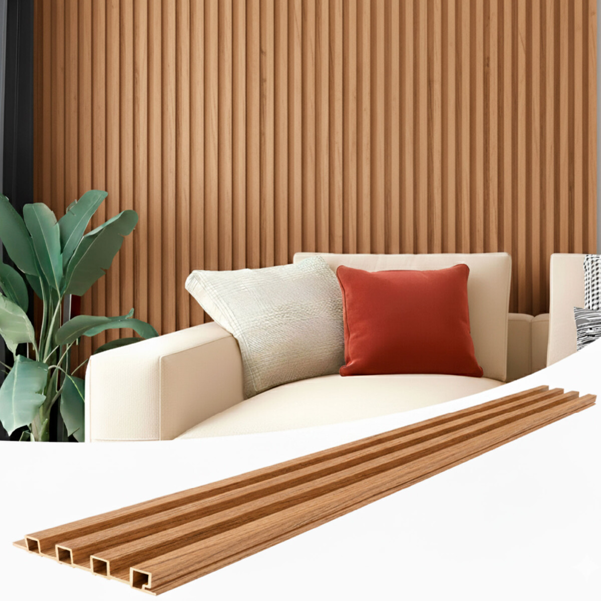 Pack x50 Wpc Simil Madera Wall Panel Lambrin 2.90x16.7 - Color Marrón Madera 2 