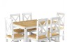 Juego de comedor 6 sillas - Madera maciza - Cruceta Blanco